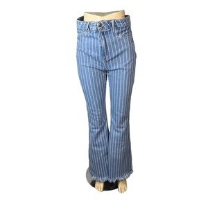 Cello High-Waist Bell / Flare Jeans — Pin-Striped Denim size 13